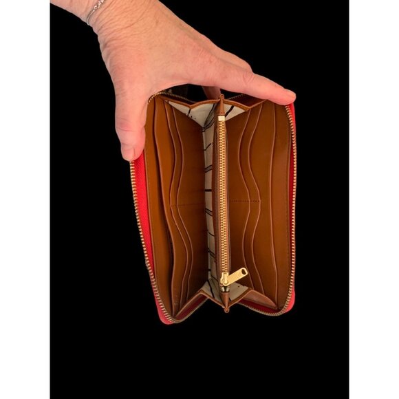 Lauren Ralph Lauren All Over Red Rope & Spur Print Deluxe Zipper Wallet Vintage - Picture 11 of 11